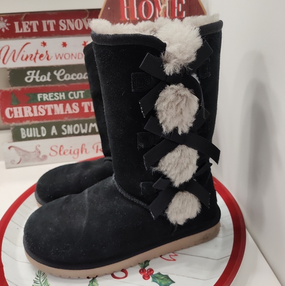 🖤EUC UGG Koolaburra 1015875 Victoria Tall Suede Fur Lined Boot, Black, 6 - Picture 8 of 10